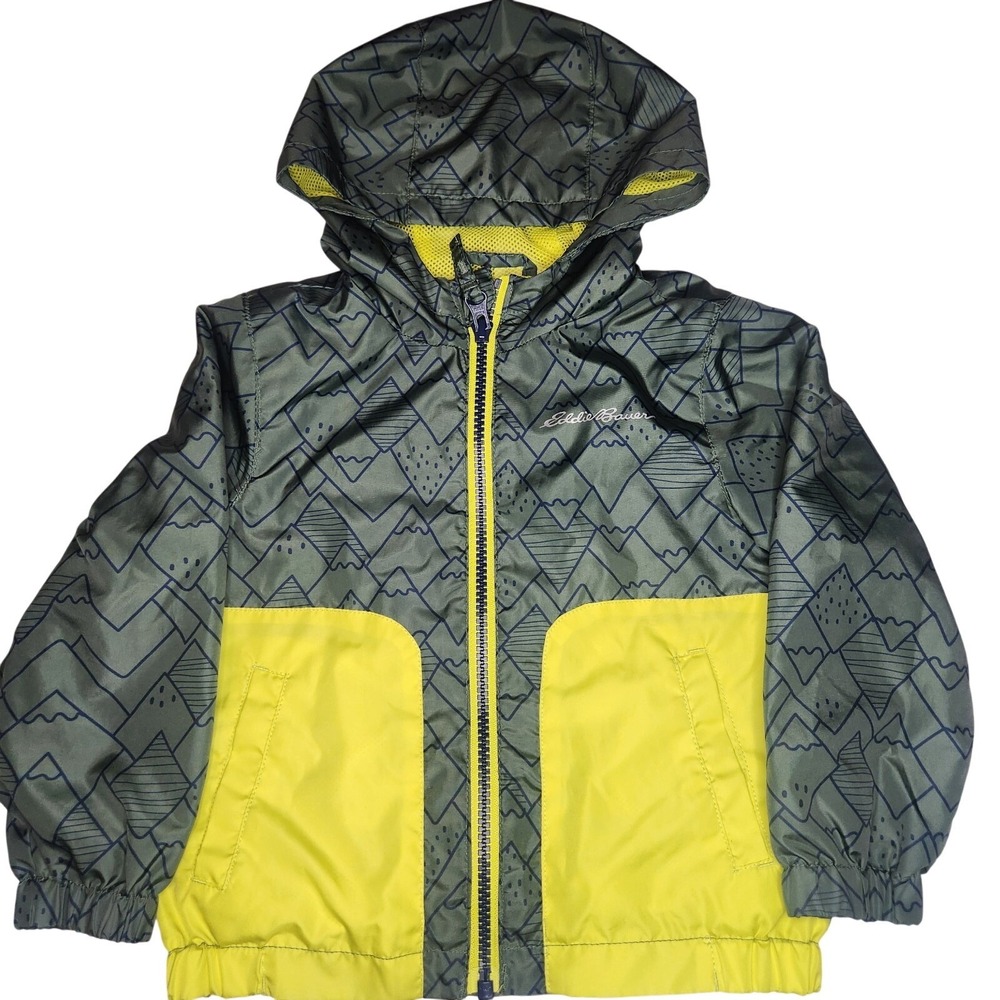 EDDIE BAUER Rain Jacket Lightweight‎  Baby Kids 2T Yellow Green Outdoor